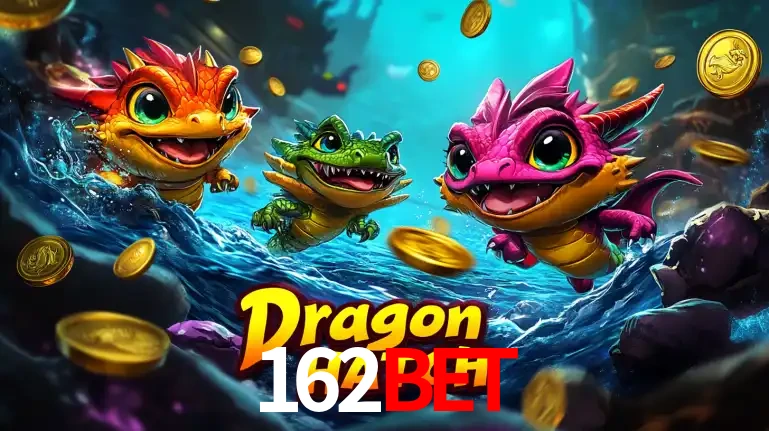 Arte promocional do jogo Dragon Hatch com três adoráveis dragões bebês nadando entre moedas de ouro, um dos slots mais divertidos para jogar no cassino 162BET.
